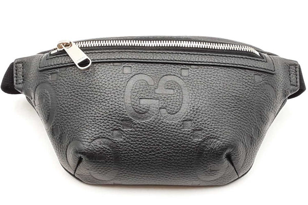 Gucci Logo Embossed Black Leather Belt Bag Eb1025woxdu