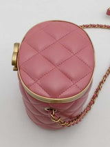 Chanel Quilted Pink Lambskin Vanity Crown Crossbody Bag Eb1026oxxzsa
