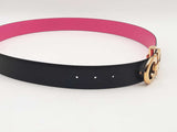 Salvatore Ferragamo Giancini Reversible Black Pink Belt Size 32 Aa0825lzxsa