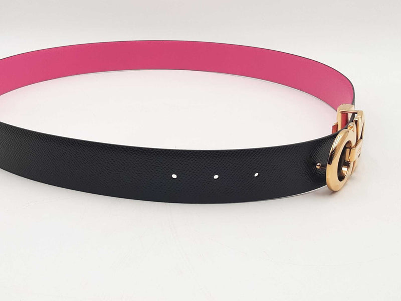 Salvatore Ferragamo Giancini Reversible Black Pink Belt Size 32 Aa0825lzxsa