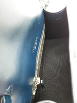 Tory Burch Britten Navy Blue Textured Patent Leather Top Handle Bag Eb0826lxzde