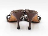 Gucci Gg Supreme Canvas & Vegan Leather Peep-toe Mules Size 6 Fw1026rxdu