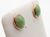 Oval Green Jade 14k Yellow Gold 2.5g Bezel Set Stud Earrings Do0426llrde