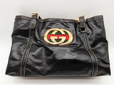 Gucci 162094 Britt Gg Web Black Patent Leather Tote Bag Do0425oxzde