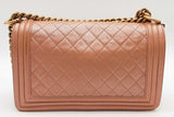 Chanel Quilted Iridescent Pink Leather Boy Bag Eb0526oxerde