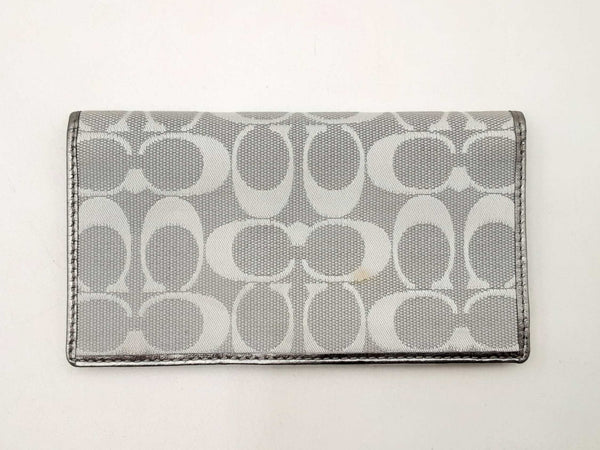 Coach Signature Canvas Silver Checkbook Cover Wallet Fw1224rsa