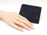 Gucci Guccissima Web Bifold Wallet In Embossed Navy Blue Leather Fw1225crdu