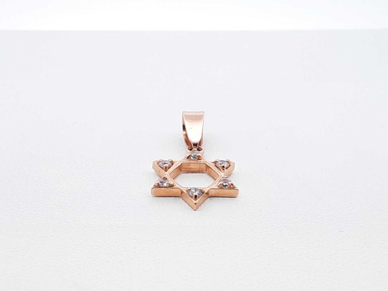 Diamond & 14k Rose Gold Star Of David Pendant 1.6 Grams Fw0425lrdu