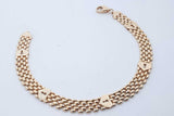 14k Gold Panther Link Bracelet With Heart Padlock Key Stations 7.5 In Eb826cxzde