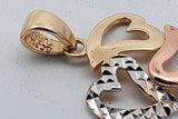 14k Tricolor Gold Heart Pendant 0.9 Grams Eb0926rrsa