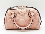 Gucci Mini Convertible Boston Bag In Pink Gg Matelassé Leather Fw1125ixzdu