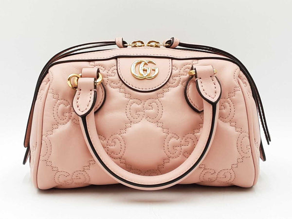 Gucci Mini Convertible Boston Bag In Pink Gg Matelassé Leather Fw1125ixzdu
