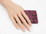 Michael Kors Jet Set Small Card Case In Deep Fuschia Snake-embossed Leather Fw0826wrdu
