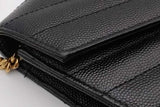 Yves Saint Laurent Cassandre Envelope Black Leather Chain Wallet Eb1026rxzsa