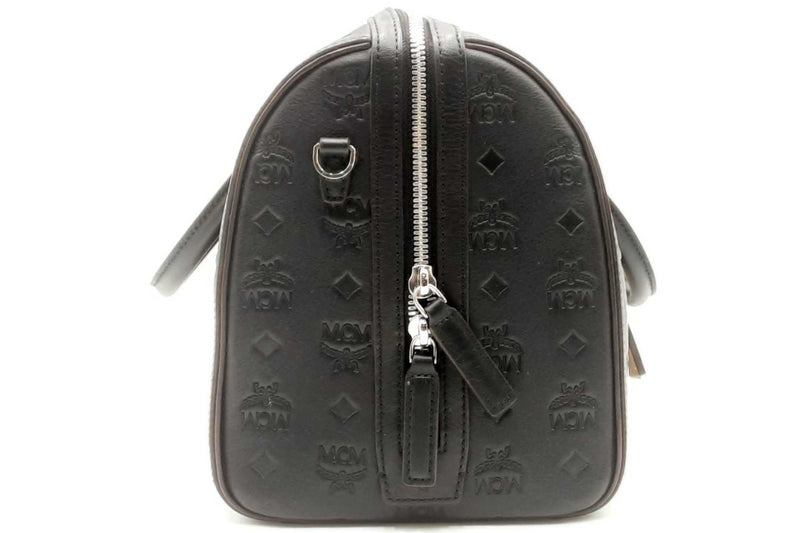 Mcm Ottomar Monogram Black Leather Boston Bag Eb0225lrxsa