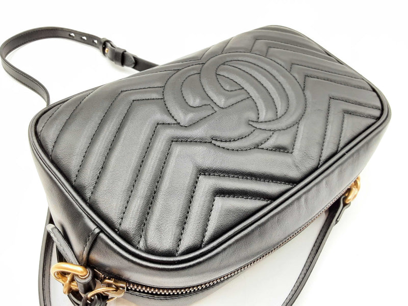 Gucci Gg Marmont Small Black Matelassé Leather Shoulder Bag Fw1224wxzdu