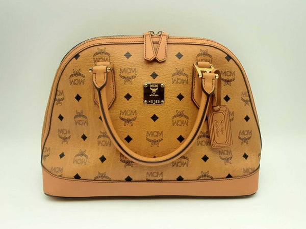 Mcm Medium Heritage Bowler Bag In Cognac Visetos Coated Canvas Fw1224oxzsa