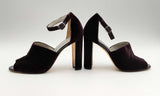 Manolo Blahnik Purple Aminta Velvet Ankle Strap Heels Sz 39 Eblzxsa144010019092