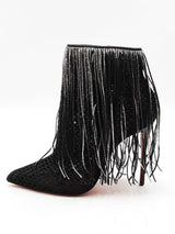 Christian Louboutin Fringe Curtain Ankle Boots Size 38 Eb1125lxzdu
