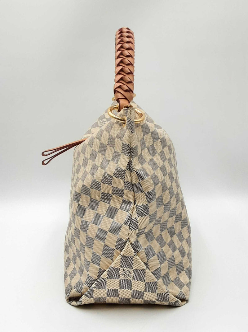 Louis Vuitton Beaubourg Hobo Mm Bag In Damier Azur Coated Canvas Fw0225wrzdu