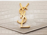 Yves Saint Laurent Uptown Pouch White Croc Embossed Leather Clutch Do0726oxzde