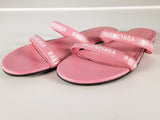 Balenciaga Round Leather Logo Strap Sweet Pink Sandals Size 11 Sd0826lrzde