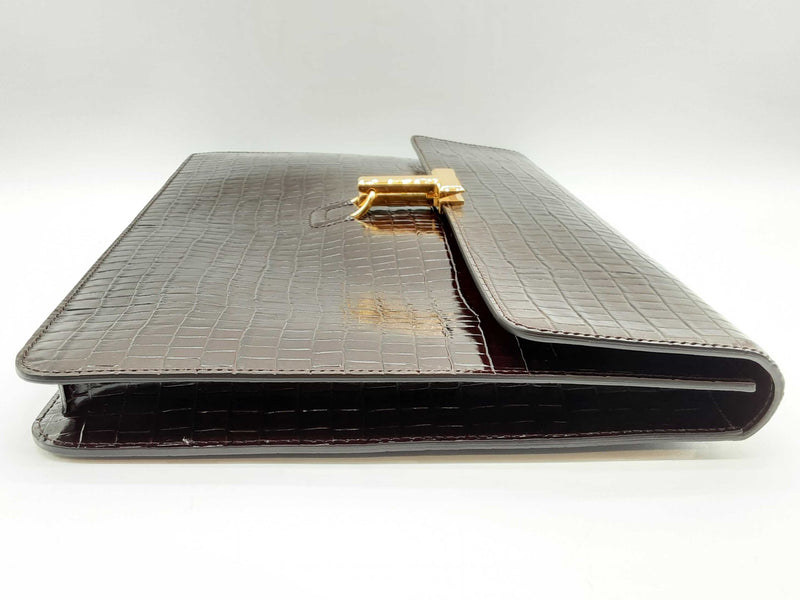 Tom Ford Brown Croc Embossed Leather Portfolio Do0125rxzde