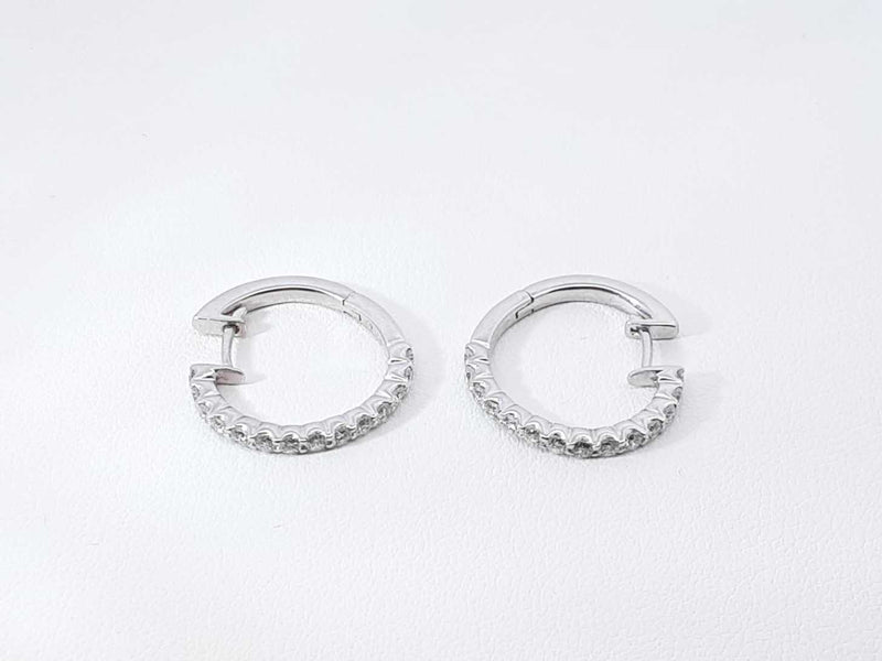 0.56 Cttw Diamond & 18k White Gold Latch-back Hoop Earrings 4.4 Gram Fw0925wzxdu