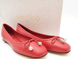 Jimmy Choo Elme Embellished Leather Flats Size 7.5 Sd0926lzxde