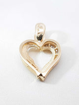 0.21 Cttw Diamond & 14k Yellow Gold Open Heart Pendant 8.2 Grams Fw0726rxzdu