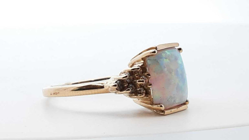 .12cttw Diamond & Synthetic Opal 14k Yellow Gold Solitaire Ring 8.25 Lh1025lcrde