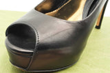 Gucci Black Leather Peep Toe Platform Heels Size 36.5 Eb0526crsa