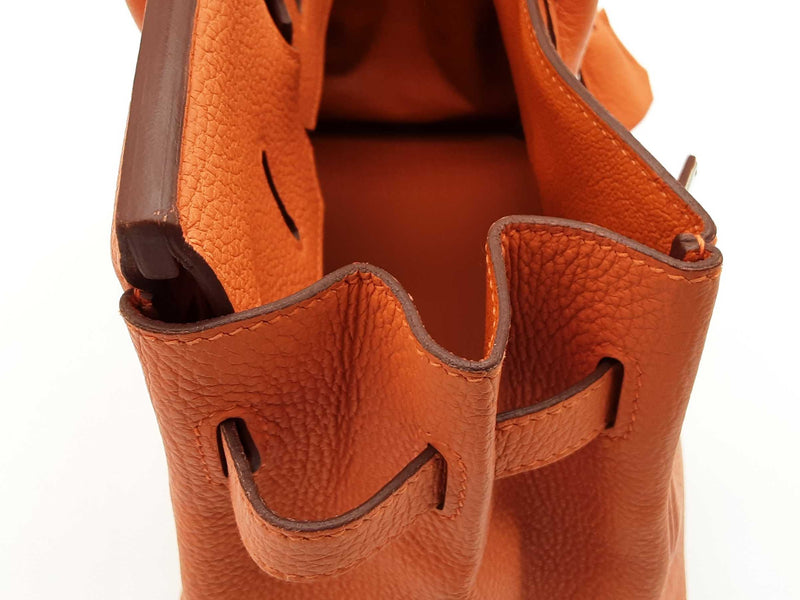 Hermes Birkin 30 Orange Clemence Palladium Hardware Handbag Do0825llxzxde