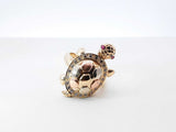 3 Legged Mama And Baby Turtle Locket Ring In 14k Tri-color Gold 8.8 Grams Size 6.5 Fw0726rzxdu