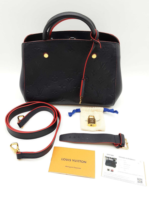 Louis Vuitton Montaigne Monogram Empreinte Marine Blue Red Leather Tote Bag Do0425lrxzde