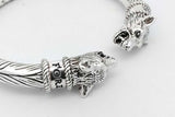 Gucci Anger Forrest Wolf Head Hinged Cuff Sterling Bracelet 73.3g Eb0526orxsa