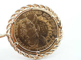 1887 Liberty Head $20 Coin 22k Pendant In 10k Yellow Gold Rope Bezel Setting 45.3 Grams Fw0526lrzxdu