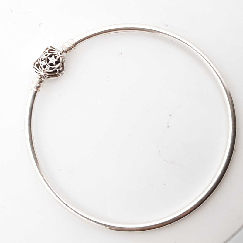 Pandora .925 Silver 10.5g Celestial Heart Bangle Bracelet Lh1025oede