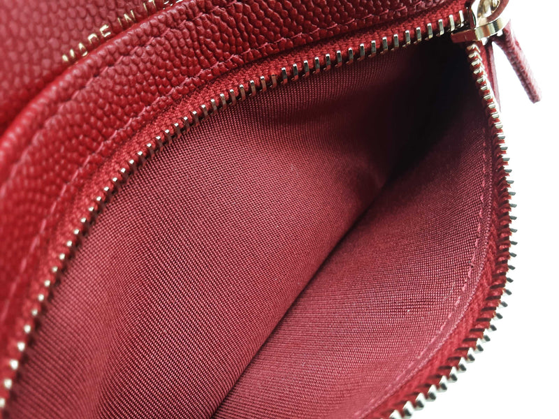 Chanel Red Quilted Cavier Leather Wallet Do0325erxde