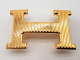 Hermes 32mm H Striped Goldtone Belt Buckle Do0126pxzde