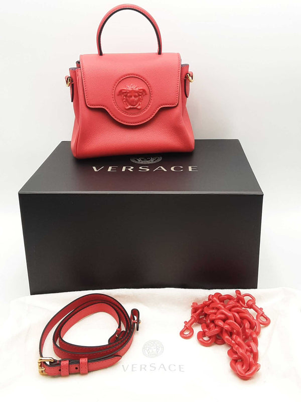 Versace La Medusa Red Leather Top Handle Bag Aa0325prxsa