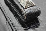 Valentino Garavani Shiny Black Alligator Vavavoom Rockstud Clutch Eb1225loxzde