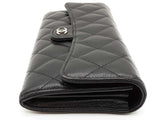 Chanel Timeless Classic Black Quilted Caviar Leather Long Wallet Do0825lrxde