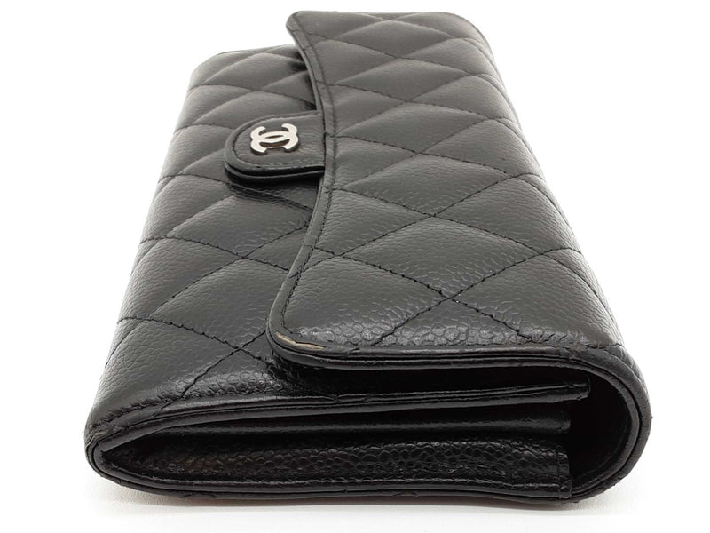 Chanel Timeless Classic Black Quilted Caviar Leather Long Wallet Do0825lrxde
