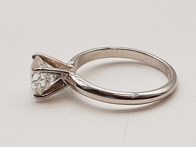 0.90 Carat Diamond 14k White Gold 2.1g Solitaire Ring Size 4.5 Do0425srxde