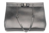 Salvatore Ferragamo Vara Bow Smooth Black Leather Tote Bag Eb0226oxzsa