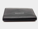 Balenciaga 499201 Logo Paper Flap Black Leather Wallet Dolxzde 144020011384