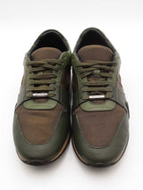 Burberry Olive Green Leather & Mesh Sneakers Size 41 Eb0526crsa