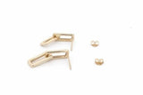 18k Yellow Gold Rectangle Link Drop Stud Earrings 2.1 Grams Eb0926lrxsa