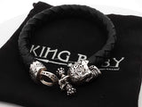 King Baby Braided Leather Bracelet 925 Day Of The Dead Skull Clasp Eb0824lxzsa